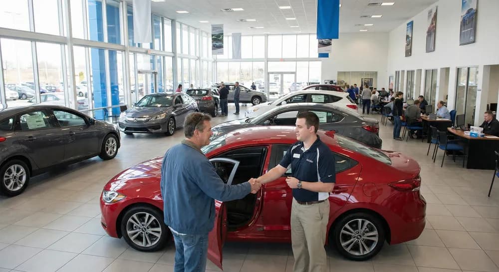 Couple buying a new car